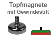 Flachgreifer-Topfmagnete mit Gewindestift