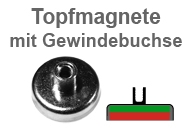 Flachgreifer-Topfmagnete mit Gewindebohrung