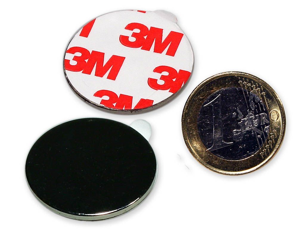 Neodym Magnete selbstklebend 15x1mm - Runde flache 3M Klebemagnete